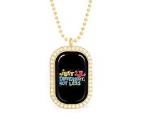 Autism Awareness Just Different Not Less Pendant Necklace Fashion Jewelry Square Pendant with White Drill Border One Size