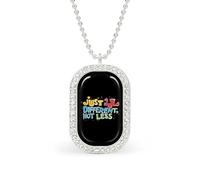 Autism Awareness Just Different Not Less Pendant Necklace Fashion Jewelry Square Pendant with White Drill Border One Size