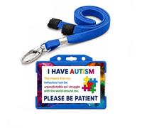 Autism Awareness Lanyard & Hidden Disability Card - I Have Autism Please Be Patient Badge - Blue Safety Breakaway Lanyard with Card Holder - Travel & Public Places Quantum Leap