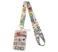 Autism Awareness Lanyard with Card Holder Cute Rainbow Neck Lanyard Strap for Keys ID Holder Name Tag for Kids Teachers Teens Women Men (Be Kind)