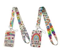 Autism Awareness Lanyard with Card Holder Detachable Lanyard Vertical Card Protector ID Card Holders for Teachers Teens Adults Be Kind 2pcs