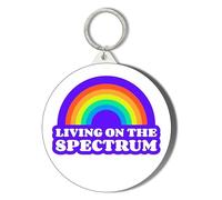 AUTISM AWARENESS - LIVING ON THE SPECTRUM - 45mm Short Chain Mirror Keyring