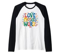Autism Awareness Love Needs No Words Puzzle Raglan Baseball Tee