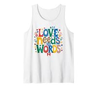 Autism Awareness Love Needs No Words Puzzle Tank Top