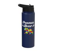 Autism Awareness Mama Bear Proud Autistic Mom Stainless Steel Insulated Water Bottle