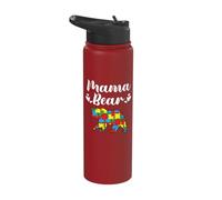 Autism Awareness Mama Bear Proud Autistic Mom Stainless Steel Insulated Water Bottle