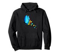 Autism Awareness Month Blue Butterfly Puzzle Mental Health Pullover Hoodie