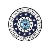 Autism Awareness Month Brooch Pin Badge Autistic Lapel Support ADHD Neurodivergent Bag Jacket Jewellery Blue Neurodiverse Spectrum Rainbow Lanyard (Autism Awareness - Wear Blue)