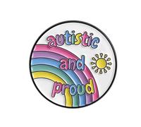 Autism Awareness Month Brooch Pin Badge Autistic Lapel Support ADHD Neurodivergent Bag Jacket Jewellery Blue Neurodiverse Spectrum Rainbow Lanyard (Autistic and Proud)