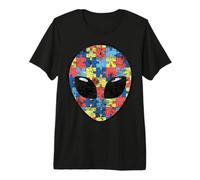 Autism Awareness Month Funny Alien Face Autism Colours Premium T-Shirt