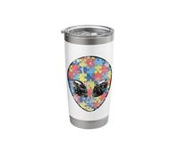 Autism Awareness Month Funny Alien Face Autism Colours Stainless Steel Insulated Tumbler