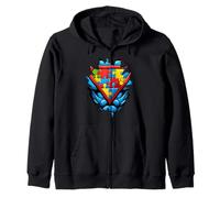 Autism Awareness My Hero Superhero Puzzle Costume Zip Hoodie