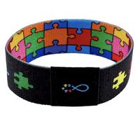 Autism Awareness Neurodivergent Rainbow Neurodiversity Brain ADHD Autistic ADHD OCD Bipolar Support Rights I Have Autism Medical Notice Alert Condition 7.1" Reversible Stretch Wristband Wrist Band