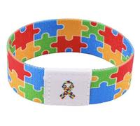 Autism Awareness Neurodivergent Rainbow Neurodiversity Brain ADHD Autistic ADHD OCD Bipolar Support Rights I Have Autism Medical Notice Alert Condition 7.1" Reversible Stretch Wristband Wrist Band