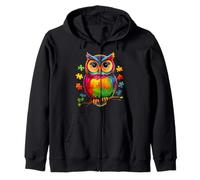 Autism Awareness Owl Animal Puzzle Its Ok To Be Different Zip Hoodie