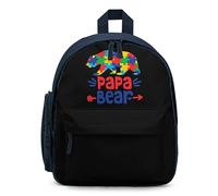 Autism Awareness Papa Bear Travel Backpack 13" Laptop Backpack Work Bag Daypack Blue-style