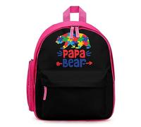 Autism Awareness Papa Bear Travel Backpack 13" Laptop Backpack Work Bag Daypack Pink-style