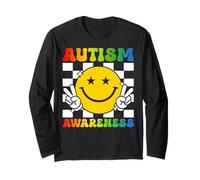 Autism Awareness Peace Smile Face Puzzle Autistic Pride Long Sleeve T-Shirt
