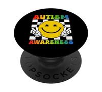 Autism Awareness Peace Smile Face Puzzle Autistic Pride PopSockets Adhesive PopGrip