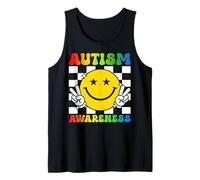 Autism Awareness Peace Smile Face Puzzle Autistic Pride Tank Top