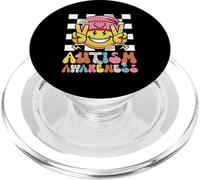 Autism Awareness Peace Smile Face Puzzle Autistic Retro PopSockets PopGrip for MagSafe