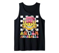 Autism Awareness Peace Smile Face Puzzle Autistic Retro Tank Top