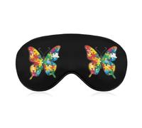 Autism Awareness Puzzle Butterfly Sleep Mask Soft Blackout Eye Mask Eye Shade Cover with Adjustable Strap for Men Women