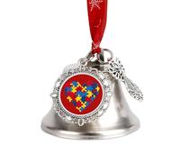 Autism Awareness Puzzle Christmas Bells Hanging Decor Wing Bell