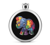 Autism Awareness Puzzle Elephant Flask for Liquor Portable Wine Bottle Cute Stainless Steel Holsters Flasks