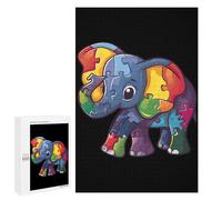 Autism Awareness Puzzle Elephant Jigsaw Puzzles for Adults 1000 PCS Wooden Puzzles Unique Puzzle Gifts