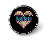 Autism Awareness Puzzle Heart Cute Lapel Brooch Pins Badge Metal Round Jacket Hat Bag Accessories Jewelry