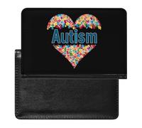 Autism Awareness Puzzle Heart Trendy Passport Holder Credit Card Cover Travel Essentials Wallet