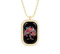 Autism Awareness Puzzle Piece Tree Funny Pendant Necklace for Women Personalized Fashion Jewelry Diamond Necklaces for Wedding Birthday Gold Silver