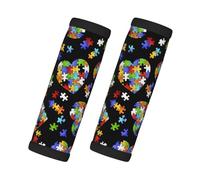 Autism Awareness Puzzle Pieces Heart Print 2 Pack Luggage Handle Wrap, Luggage Tap Identifiers For Travel, Suitcase Tags Identifier