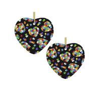Autism Awareness Puzzle Pieces Heart -Print Custom Heart-Shaped Acrylic Ornaments For Christmas & Events | Double-Sided Printing, Premium Gold Lanyard | For Weddings, Parties, And Retail Displays.