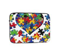 Autism Awareness Puzzle Pieces Heart Print Laptop Sleeve, Compact Portable Protection for 15 inch Devices, Pad Tablet, Work, Travel & Office Use