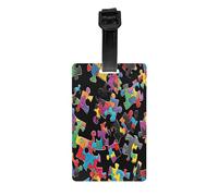 Autism Awareness Puzzle Pieces Heart -Print Personalized Luggage Tag Set, Custom Travel ID Tags with Strap for Suitcases, Bags, Golf Kit.