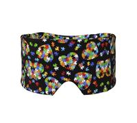 Autism Awareness Puzzle Pieces Heart Print Sleep Eye and Ear Muffs Mask - Meditation, and Travel - Breathable, Adjustable, and Full Coverage