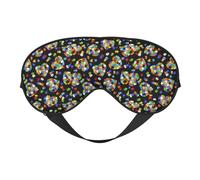 Autism Awareness Puzzle Pieces Heart Print Soft Eye Mask Lightweight Sleep Aid Breathable Blackout Travel Nap Yoga Meditation