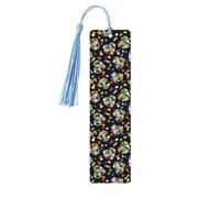 Autism Awareness Puzzle Pieces Heart Printing 5 Pcs Wood Bookmark,Cute Bookmarks,Label Ornament for Decor Crafts,Decorations for Reading