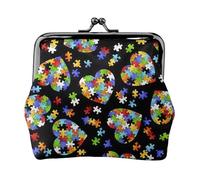 Autism Awareness Puzzle Pieces Heart Printing Minimalist Travel Wallet, Small Storage Pouch for Hiking Trips and Outdoor Excursions