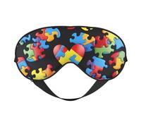 Autism Awareness Puzzle Pieces Heart Printing Sleep Mask for Women Men Double-Sided Print Soft Silk Eye Masks Eye Sleep Shade Cover