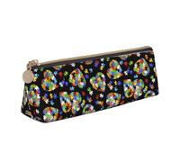 Autism Awareness Puzzle Pieces Heart Printing Triangular Leather Pencil Case with Zipper Pen Pouchfor Boys Girls Pupil for Work and School