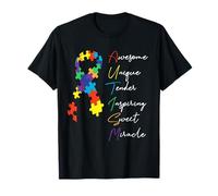 Autism Awareness Puzzle Ribbon Proud Autistic Mom Dad T-Shirt