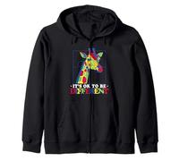 Autism Awareness Puzzle Teacher Women Giraffe Autism Colors Zip Hoodie
