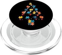 Autism Awareness Puzzle Tree Neurodivergent Holiday Graphic PopSockets PopGrip for MagSafe