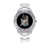 Autism Awareness Puzzle US Flag Men's Watches Stainless Steel Watch Strap Analog Quartz Watch Business Wristwatches