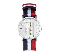 Autism Awareness Puzzle US Flag Sport Watch for Men Women Nylon Strap Wrist Watch Analog Quartz Watch