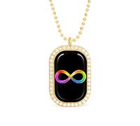 Autism Awareness Rainbow Infinity Symbol Funny Pendant Necklace for Women Personalized Fashion Jewelry Diamond Necklaces for Wedding Birthday Gold Silver