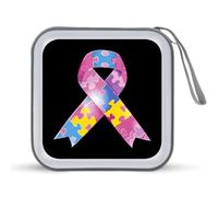 Autism Awareness Ribbons CD Case Portable DVD Storage Small CD Holder Organizer for Home Travel